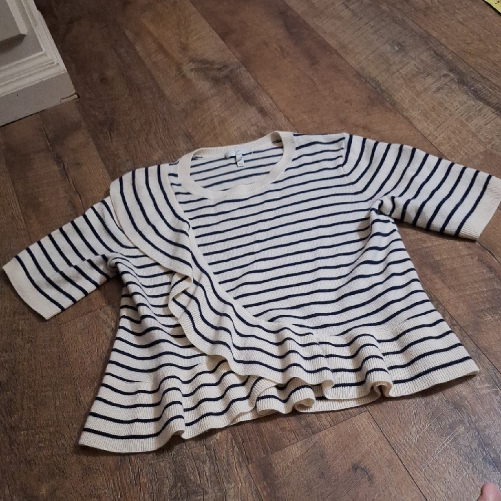 Joie Striped Navy and Cream Women's Sweater